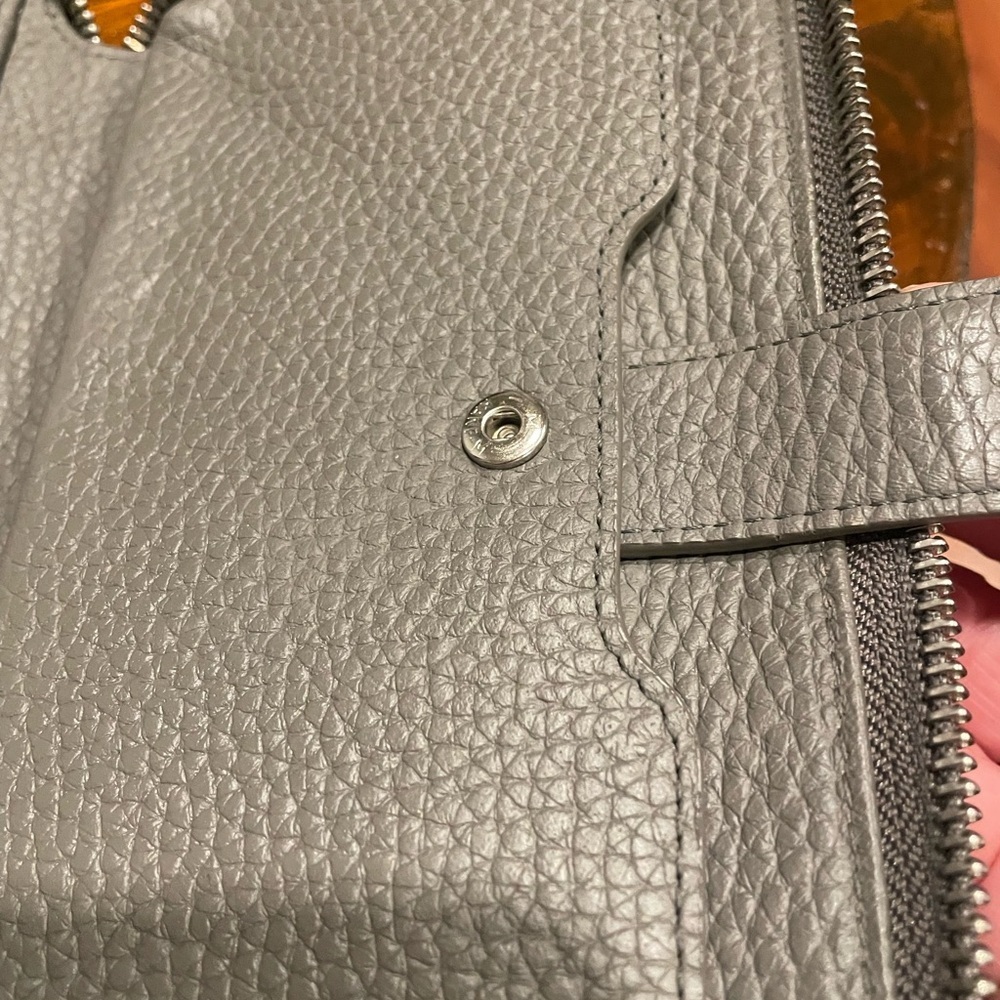 ALLSAINTS gray pebbled leather Long Wallet zippy with wristlet WLT2 - Picture 7 of 10